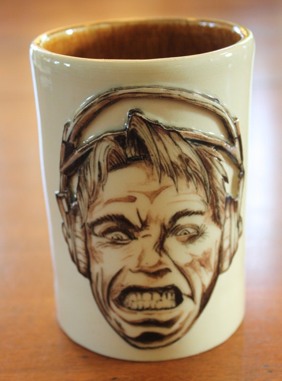 Unique Mug with Brass Knuckle Handle