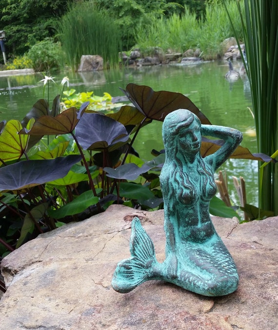Mermaid Statue Cast Iron Statue Mermaid by RoadsideTrunkShow Mermaid Statue Cast Iron Statue Mermaid by