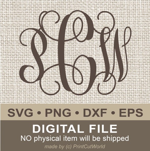 Download Vine Monogram SVG monogram font Cutting file DXF Curly Letters