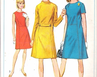 Vintage 1967 Simplicity 7293 Mod Dress Sewing Pattern Size 10 Bust 31" UNCUT
