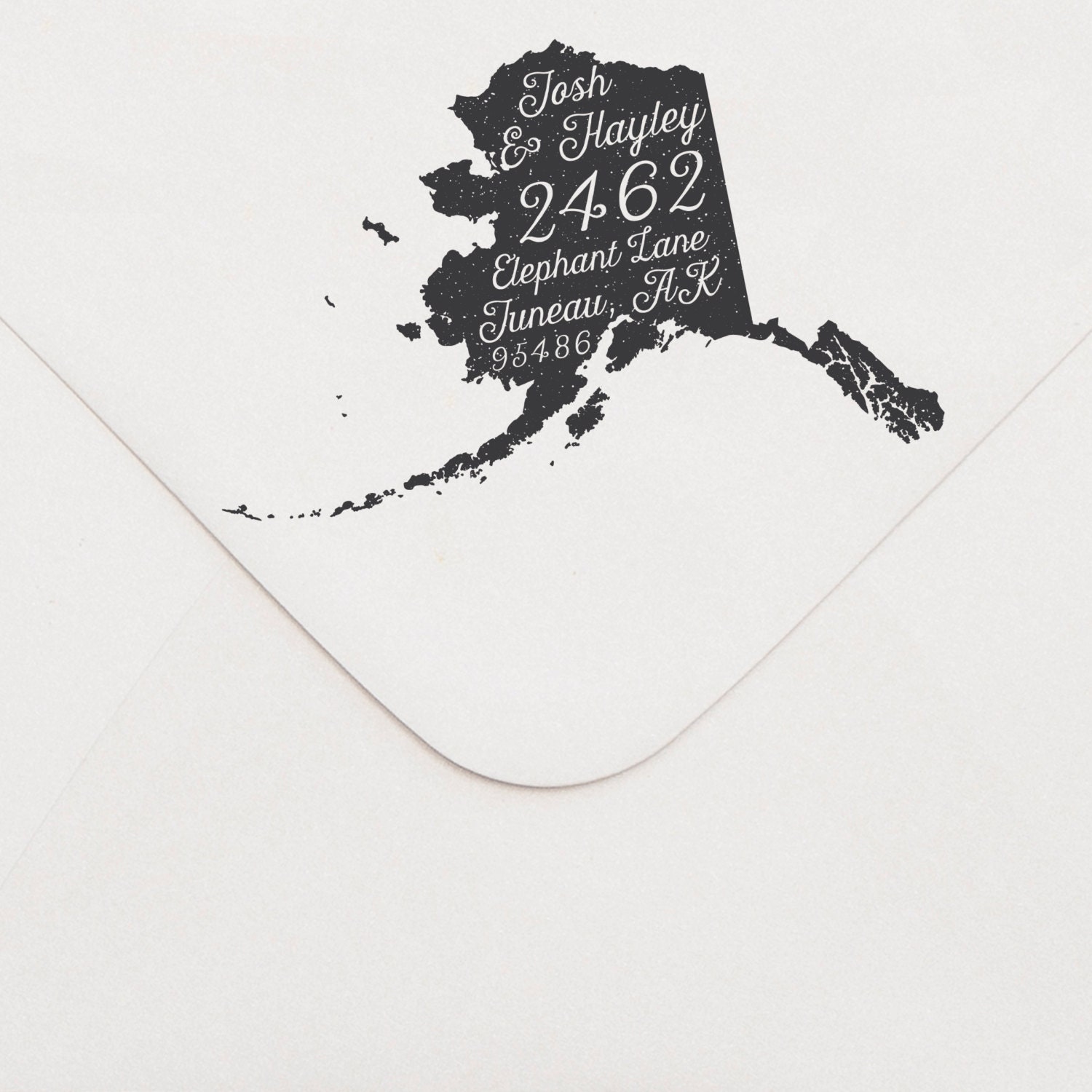 ALASKA address stamp. Alaska state silhouette address stamp. Alaska