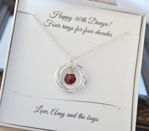 40th Birthday gift for women Sister jewelry Ruby birthstone