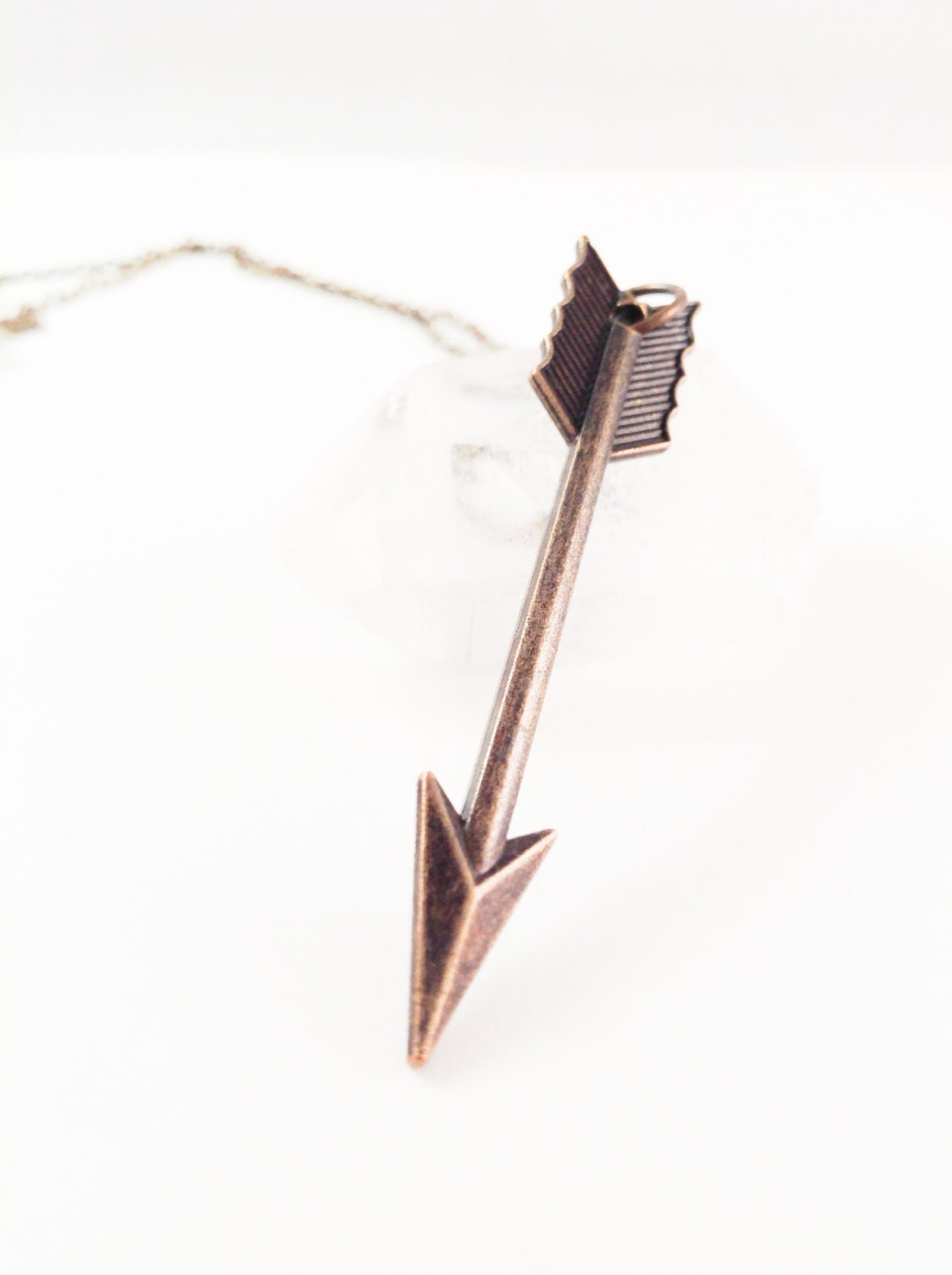 Large Brass Arrow Pendant Necklace