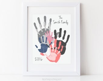 Personalized Family Portrait Handprint & Footprint Family