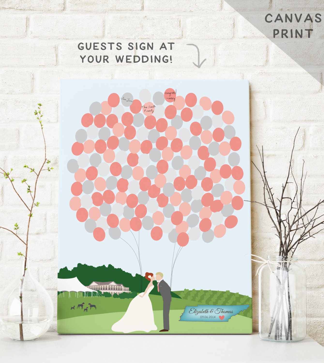 Canvas Wedding Guest Book Alternative by MissDesignBerryInc