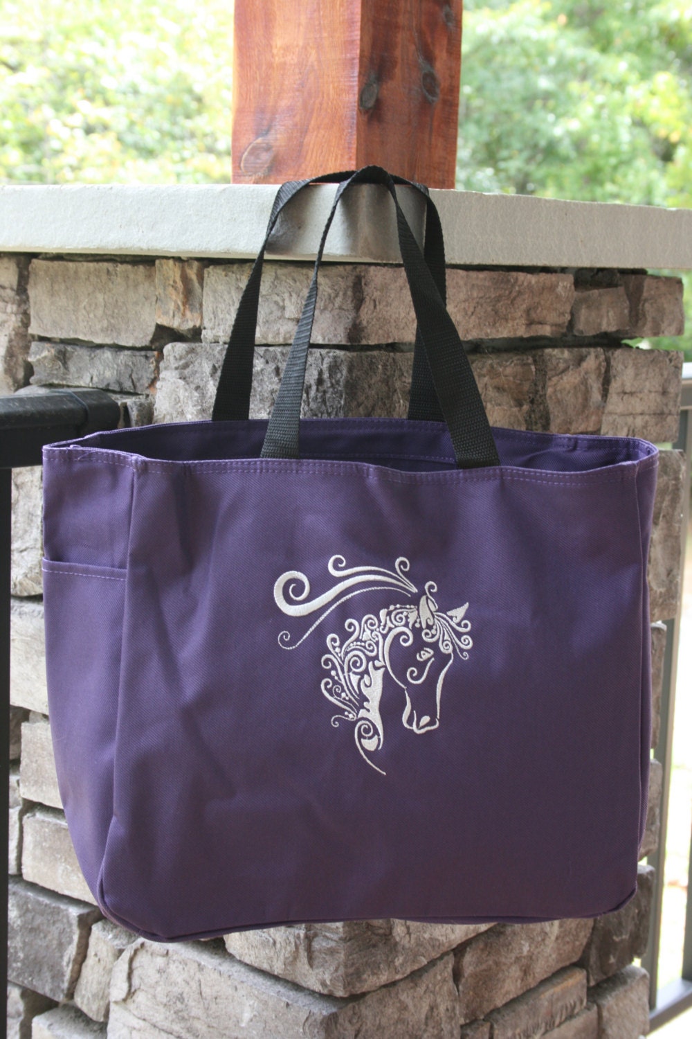 Girls Tote Bag Embroidered Horse