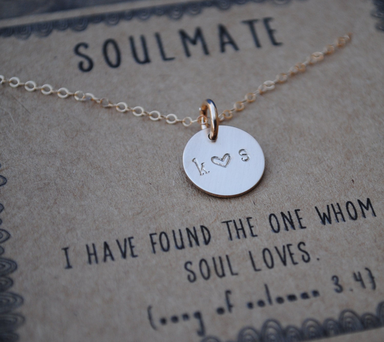 soulmate . Personalized initial couple necklace . tiny gold