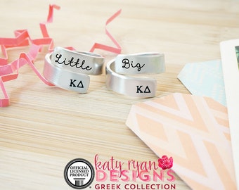 Kappa Delta Big Little Wrap Ring Set - ΚΔ Big Little Sorority - Official Licensed Product - KD Big Little Reveal - Hand Stamped Rings