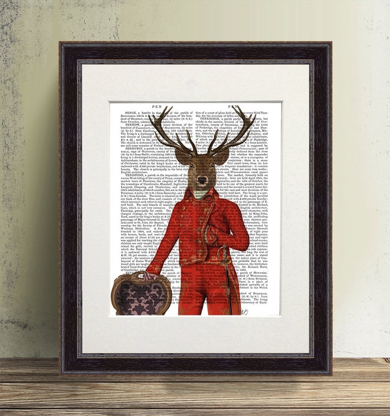 Deer Print Red & Gold Jacket Gift for deer lover woodland