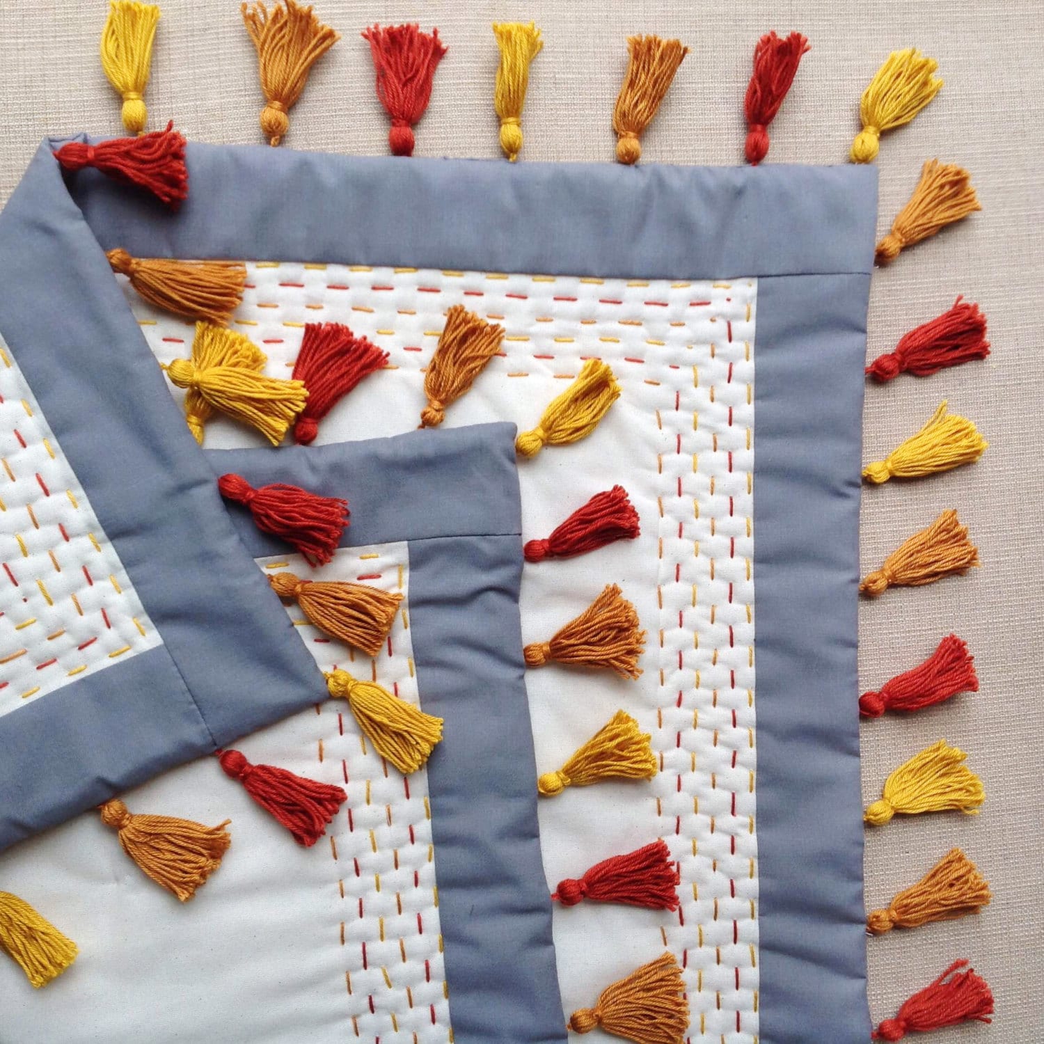 Boho Twist Knitted Blanket with Tassels