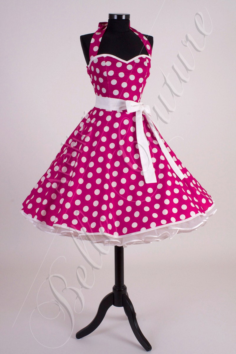 Custom Made & Handmade 50s petticoat dress pink/white item: