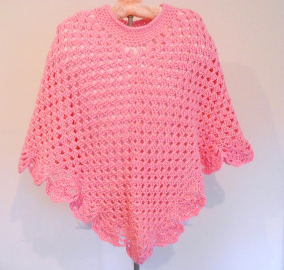 Items similar to Winter Women's Poncho - Pink Poncho- Woman's Pink ...