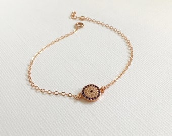 Rose Gold Evil Eye Bracelet Gold Filled Blue Crystal Bracelet, Silver Pave Blue Evil Eye Bracelet, Gold Evil Eye Bracelet, Gift