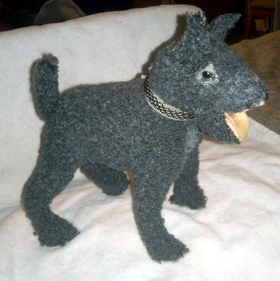 Grey curly haired felted dog.... cute little guy too cute to