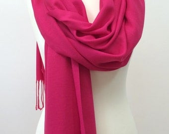 Dark Pink Pashmina, Cotton Tassel Scarf, Fuchsia Pashmina Shawl, Oversize Wrap Scarf, Women's Foulard, Women's Gift, Designscope
