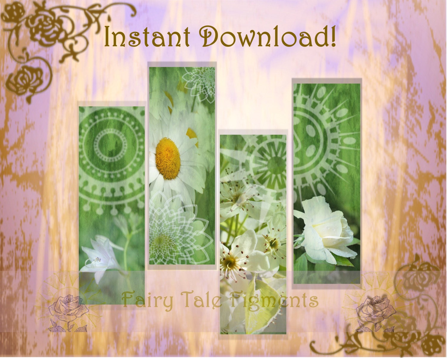 printable bookmarks four bookmarks nature bookmarks floral