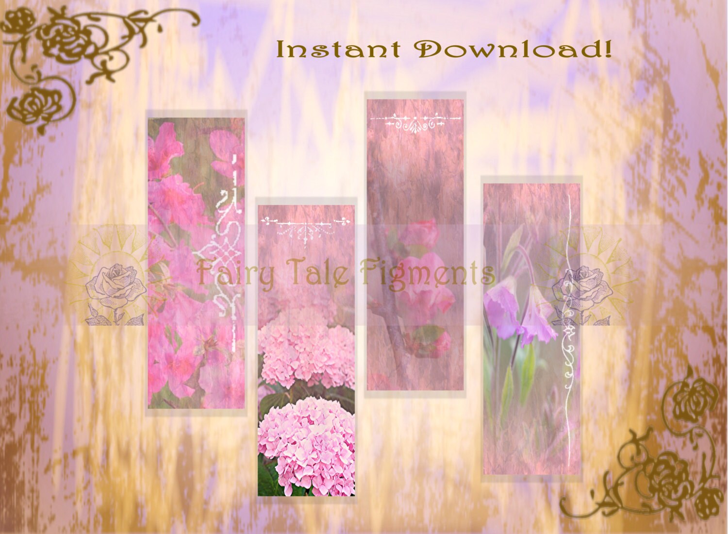 printable bookmarks four bookmarks nature bookmarks floral