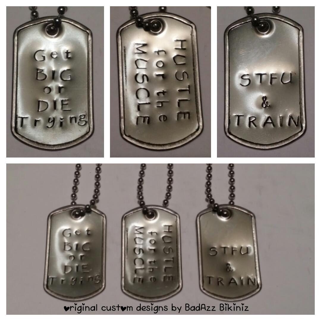 FITNESS Theme CUSTOM Dog Tag Necklace/Key Chain 7/8 x