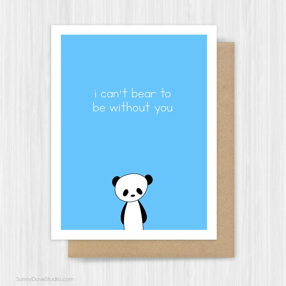 Panda I Miss You Card Cute Animal Pun Goodbye Farewell Leaving