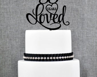 55 Years Loved Cake Topper, Classy 55th Birthday Cake Topper, 55th Anniversary Cake Topper- (T244-55)