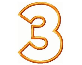 Applique Number Embroidery Design Number 3- 4x4 and 5x7 -INSTANT DOWNLOAD-