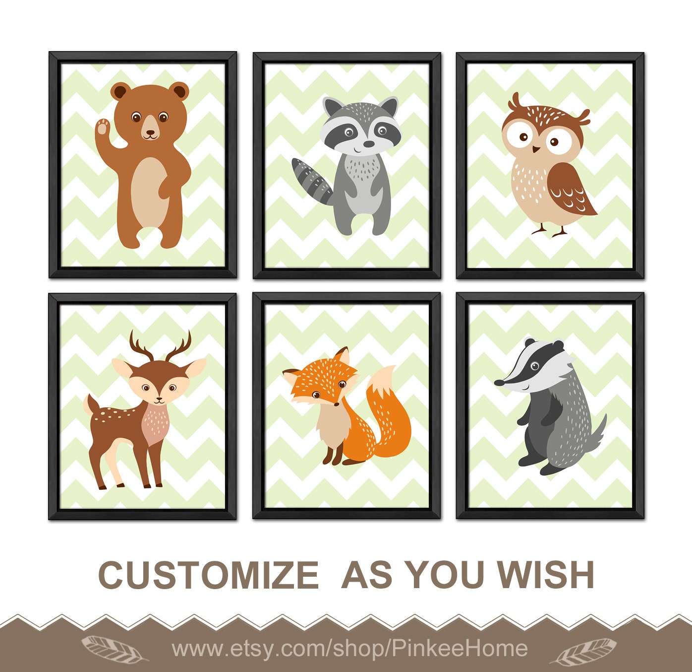 forest nursery decor woodland nursery wall art by PinkeeHome