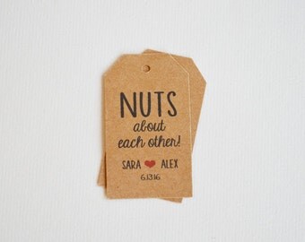 Nuts About Each Other - Kraft Brown Matte Small Label Tags - Custom Wedding Favor & Gift Tags