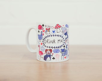 Drink Me - Alice in Wonderland inspired Ceramic Mug - Gift for her - Gift for him - Classic Literature - Book worm - Katie Abey - book lover