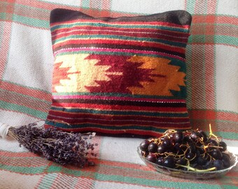 Kilim pillow, Romanian pillow, hand woven pillow, handwoven pillow, 15", bohemian, boho chic, couch pillow, decorative pillow, vintage