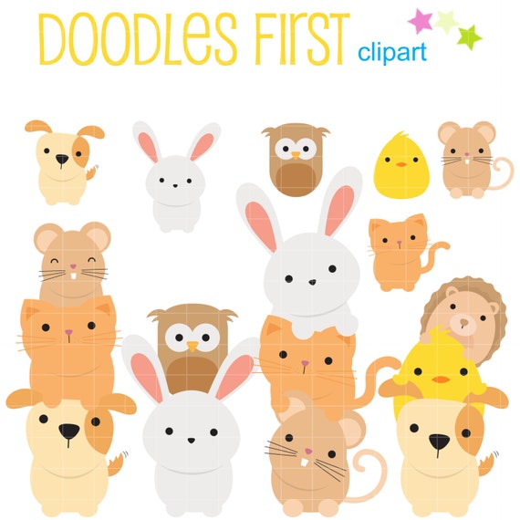 Cute Baby Animals Stack Clip Art for Scrapbooking Card Making
