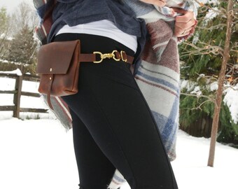 The Bogotá - Hip Bag and Pouch Purse in Rustic Red Kodiak Leather