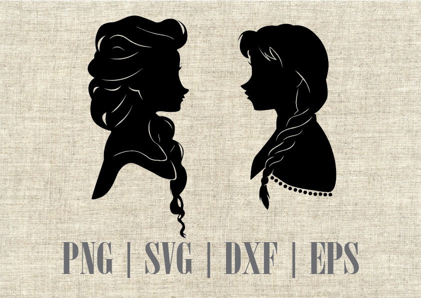 Download Frozen Sisters Elsa and Anna Disney Silhouette SVG Cut File