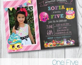Shopkins Birthday Invitation with Photo - Printable (5x7)