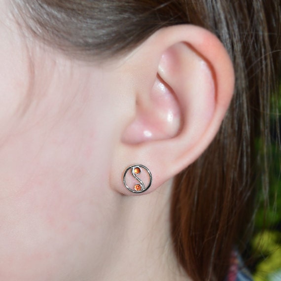 2mm Garnet Stud Earrings Silver - Earring Posts - Ear Studs - Cartilage Piercing - Helix Stud - Cartilage Stud - Simple Post Earings