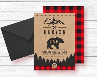 Lumberjack Birthday Invitation, First Birthday Boy Invitation, Lumberjack Invitation, Lumberjack Birthday, Lumberjack Boy Party, Lumberjack