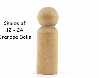 Grandpa / Large Man / Groom Unfinished Peg Dolls-Solid Hardwood-Natural / Organic-Finely Sanded and Ready for your Paint or Stain