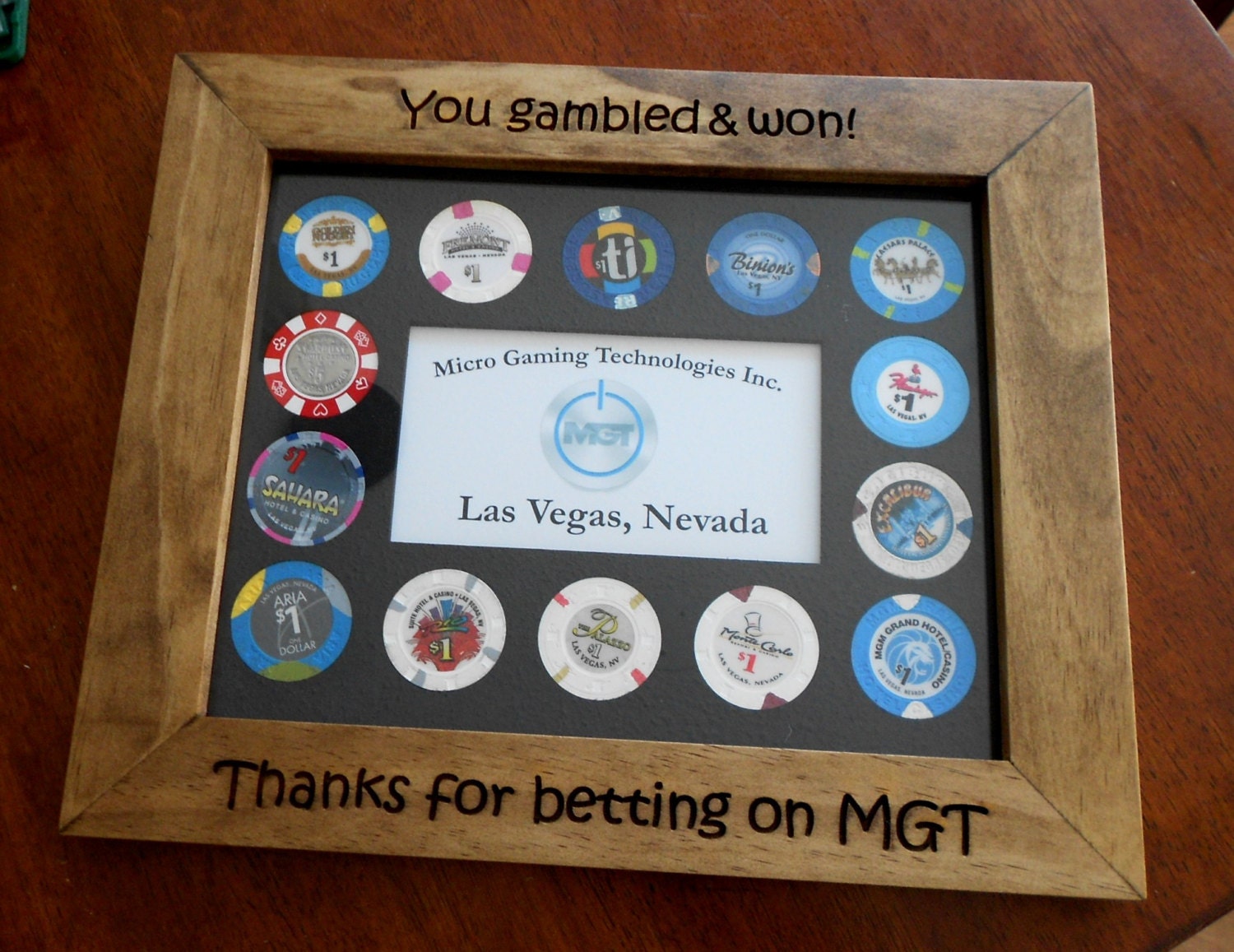 Poker chip frame display