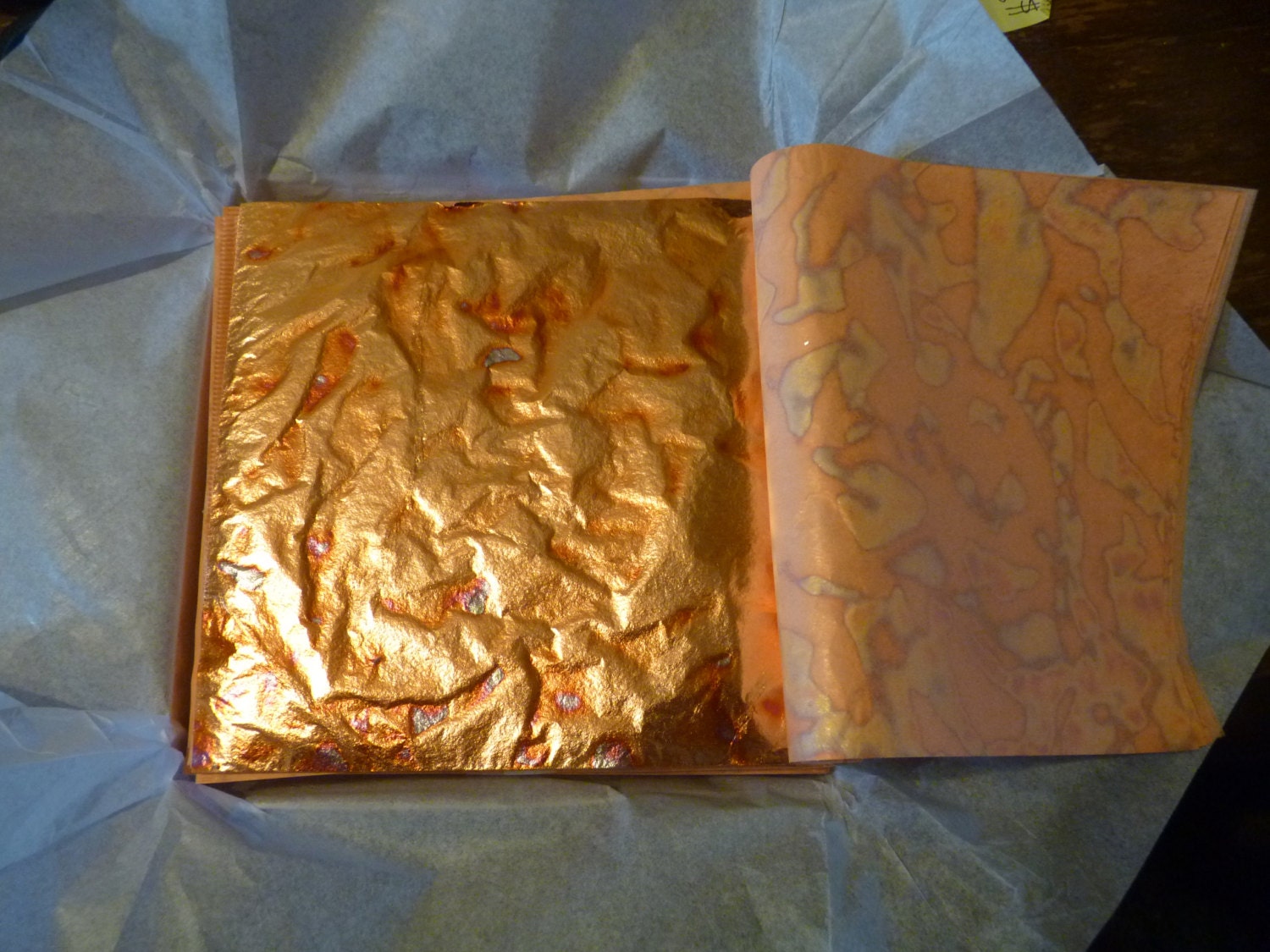 Variegated Pure Copper Leaf Sheets 25 Sheets Red & Blue