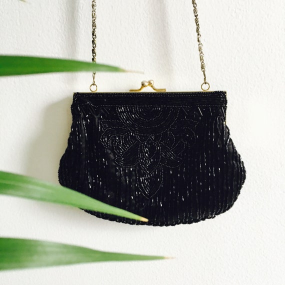 black beaded clutch evening bag