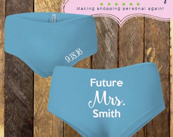 Bride Underwear, future mrs. boy shorts, bridal underwear, bachelorette underwear, bride undies, bridal shower gift, engagment gift