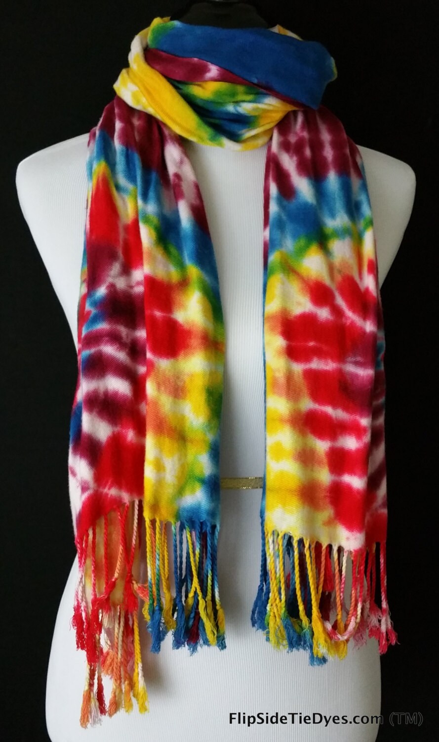 Tie Dye Scarf Natural Viscose Rayon Scarf Hand by FlipSideTieDyes