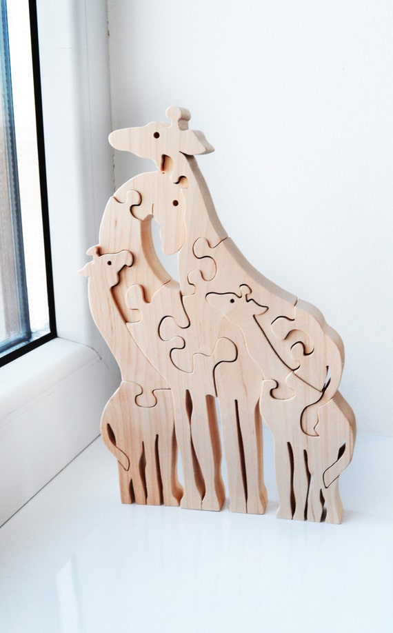 Christmas Kids gifts, Animal puzzle,  Wooden Puzzle giraffe, Puzzle Toy, Kids gifts, Wooden giraffe, big giraffes family