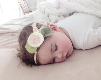 IVORY // single flower headband or alligator clip // felt flower accessories for a whimsical childhood