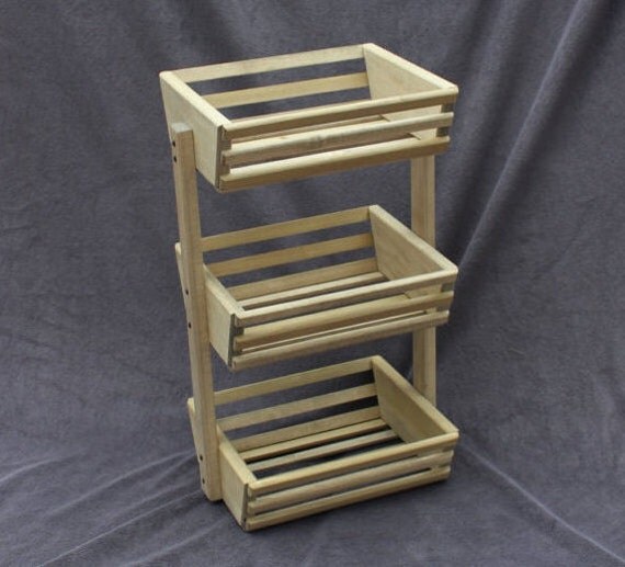 3 Tiered Weathered Oak Stained Wooden Basket Storage Basket