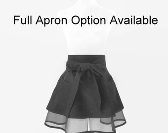 Black Retro Apron, Black Half Apron, Black Retro Apron, Dressy Black Apron with Lace, Cocktail Party Apron, Black Dinner Party Apron