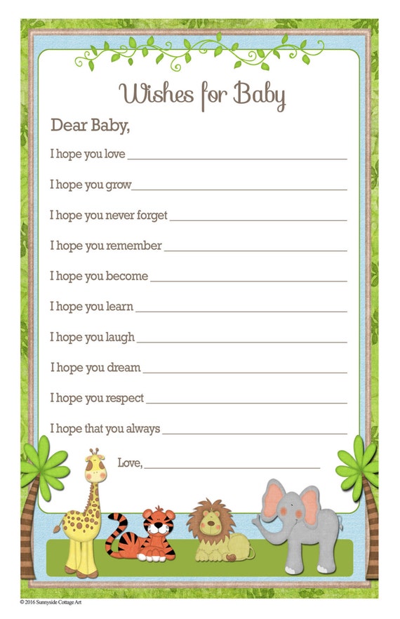 Baby Shower Best Wishes note for boy by SunnysideCottageArt