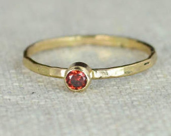 Classic 14k Gold Filled Garnet Ring, Gold Solitaire, Solitaire Ring, 14k Gold Filled, January Birthstone, Mothers Ring, Gold Band, Yellow