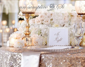 Sequin Tablecloths, Rose Gold Sequin Runner, Sequin Overlay LARGEST COLOR and SiZE SELECTION