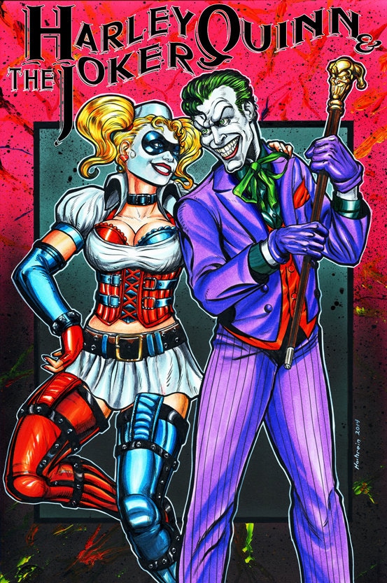 Harley Quinn and The Joker Arkham Asylum poster print 11 X 17