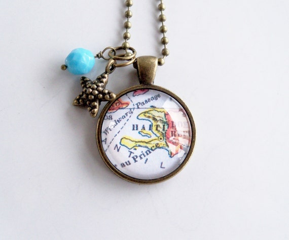 Map of Haiti Necklace Map Pendant Custom Jewelry by OxfordBright